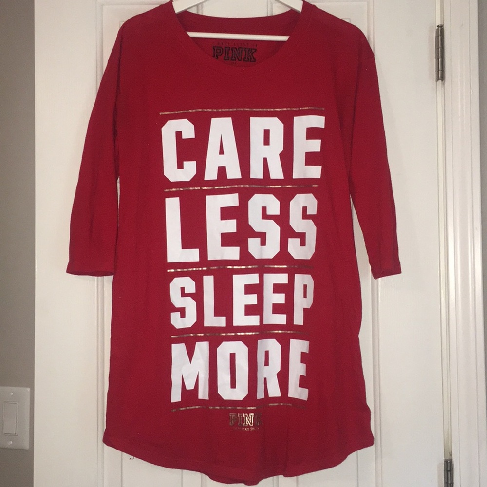 Victoria’s Secret Red Care Less Sleep More Shirt